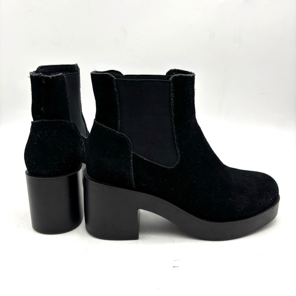 Anthropolgie SixtySeven Black Suede Leather Block Heel Platform Boots 7.5 38 - Picture 10 of 16